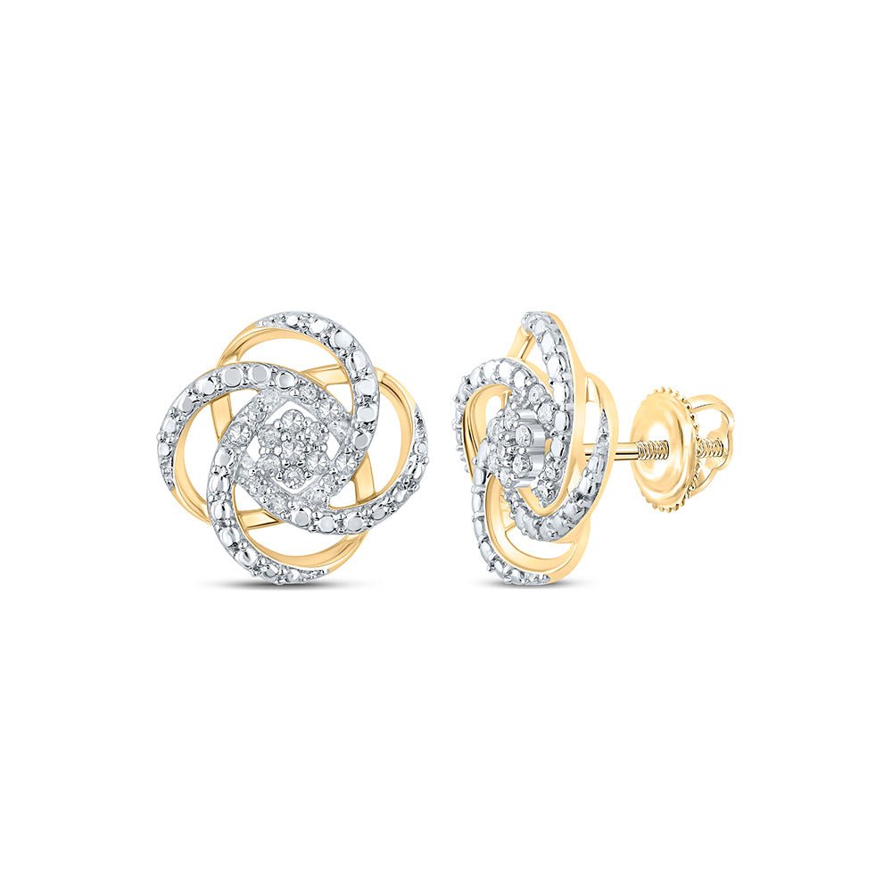 Earrings | 10kt Yellow Gold Womens Round Diamond Cluster Earrings 1/6 Cttw | Splendid Jewellery GND