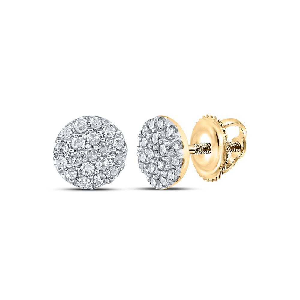 Earrings | 10kt Yellow Gold Womens Round Diamond Cluster Earrings 1/6 Cttw | Splendid Jewellery GND