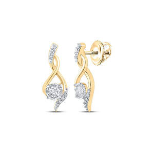 Earrings | 10kt Yellow Gold Womens Round Diamond Cluster Earrings 1/6 Cttw | Splendid Jewellery GND