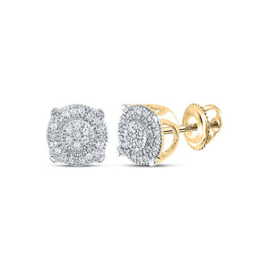 Earrings | 10kt Yellow Gold Womens Round Diamond Cluster Earrings 1/8 Cttw | Splendid Jewellery GND