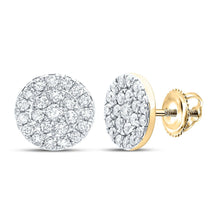Load image into Gallery viewer, 10kt Yellow Gold Sparkling Diamond Cluster Earrings - A Mesmerizing Masterpiece product  Top View from Splendid Jewellery