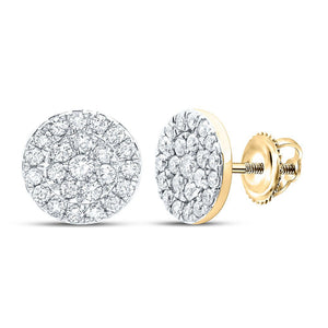 Earrings | 10kt Yellow Gold Womens Round Diamond Cluster Earrings 3/4 Cttw | Splendid Jewellery GND