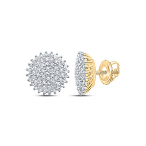 Earrings | 10kt Yellow Gold Womens Round Diamond Cluster Earrings 3/8 Cttw | Splendid Jewellery GND
