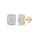 10kt Yellow Gold Mesmerizing Round Diamond Cluster Earrings 3/8 Cttw product  Top View from Splendid Jewellery