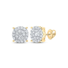 Load image into Gallery viewer, Dazzling 10kt Yellow Gold Diamond Cluster Earrings product  Top View from Splendid Jewellery
