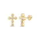 10kt Yellow Gold Womens Round Diamond Cross Earrings 1/10 Cttw - Divine Sparkle Earrings product  Top View from Splendid Jewellery