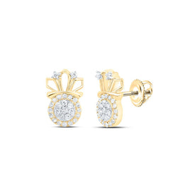 Regal Crown Diamond Earrings in 10kt Yellow Gold product  Top View from Splendid Jewellery