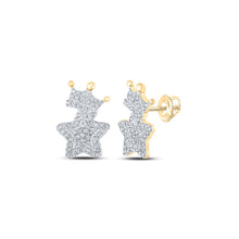 Load image into Gallery viewer, 10kt Yellow Gold Crown Star Diamond Earrings: A Regal Radiance product  Top View from Splendid Jewellery