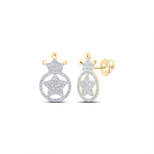 Load image into Gallery viewer, Radiant Starburst Diamond Earrings in 10kt Yellow Gold product  Top View from Splendid Jewellery