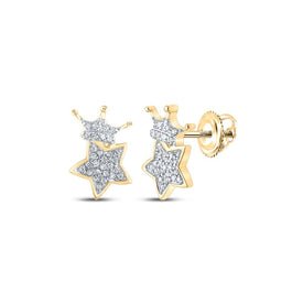10kt Yellow Gold Crown Star Diamond Earrings: A Touch of Elegance and Glamour product  Top View from Splendid Jewellery