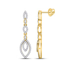 Radiant Sparkle: 10kt Yellow Gold Womens Round Diamond Dangle Earrings 1/3 Cttw product  Top View from Splendid Jewellery