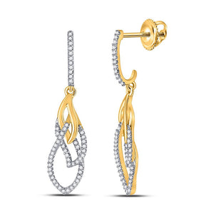 Earrings | 10kt Yellow Gold Womens Round Diamond Dangle Earrings 1/4 Cttw | Splendid Jewellery GND