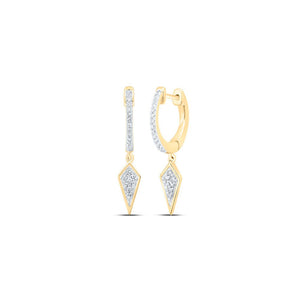 Earrings | 10kt Yellow Gold Womens Round Diamond Dangle Earrings 1/5 Cttw | Splendid Jewellery GND