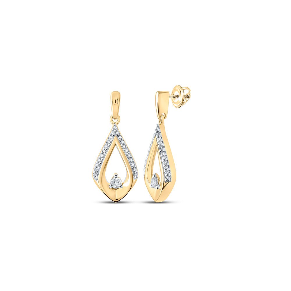 Earrings | 10kt Yellow Gold Womens Round Diamond Dangle Earrings 1/6 Cttw | Splendid Jewellery GND