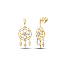 Whimsical Gold Dream Catcher Diamond Dangle Earrings product  Top View from Splendid Jewellery