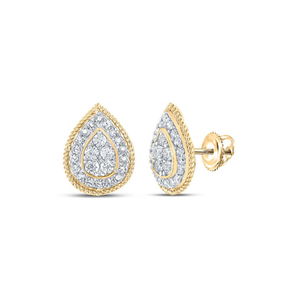 Earrings | 10kt Yellow Gold Womens Round Diamond Drop Cluster Earrings 1/2 Cttw | Splendid Jewellery GND