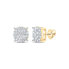 Load image into Gallery viewer, 10kt Yellow Gold Radiant Diamond Cluster Earrings product  Top View from Splendid Jewellery