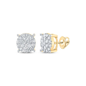 10kt Yellow Gold Radiant Diamond Cluster Earrings product  Top View from Splendid Jewellery