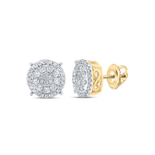 Load image into Gallery viewer, Dazzling Brilliance: 10kt Yellow Gold Womens Round Diamond Fashion Cluster Earrings 1/2 Cttw product  Top View from Splendid Jewellery