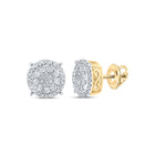 Dazzling Brilliance: 10kt Yellow Gold Womens Round Diamond Fashion Cluster Earrings 1/2 Cttw product  Top View from Splendid Jewellery