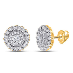 Earrings | 10kt Yellow Gold Womens Round Diamond Fashion Cluster Earrings 1/5 Cttw | Splendid Jewellery GND