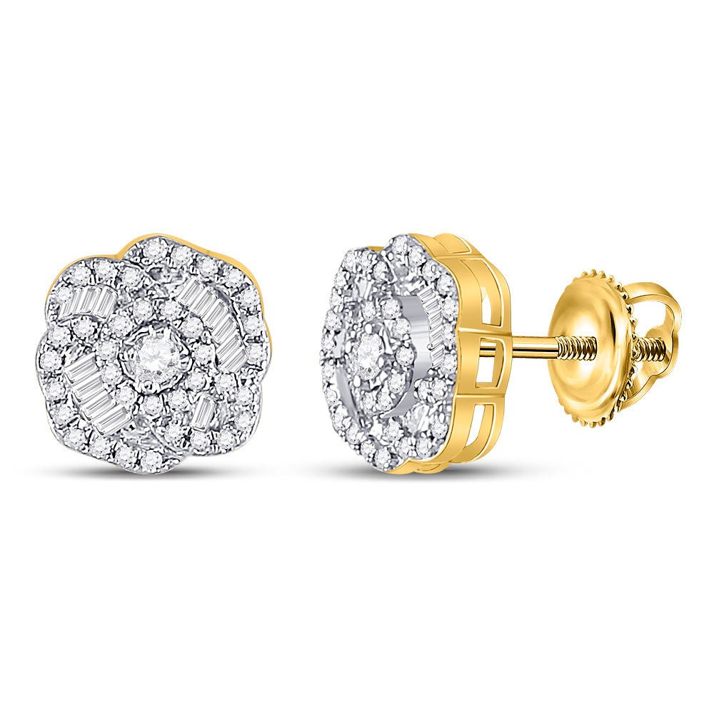 Earrings | 10kt Yellow Gold Womens Round Diamond Fashion Earrings 3/8 Cttw | Splendid Jewellery GND