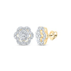 Radiant Blossom: 10kt Yellow Gold Diamond Flower Cluster Earrings product  Top View from Splendid Jewellery