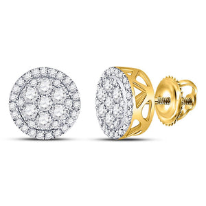 Earrings | 10kt Yellow Gold Womens Round Diamond Flower Cluster Earrings 1/2 Cttw | Splendid Jewellery GND