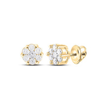 Load image into Gallery viewer, 10kt Golden Blossom Diamond Cluster Earrings - 1/4 Cttw product  Top View from Splendid Jewellery