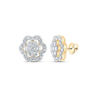 2 Carat Diamond Flower Cluster Earrings in 10kt Yellow Gold - Timeless Elegance and Sparkling Brilliance product  Top View from Splendid Jewellery