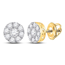 Load image into Gallery viewer, Yellow Gold Diamond Blossom Cluster Earrings - 3/4 Cttw product  Top View from Splendid Jewellery