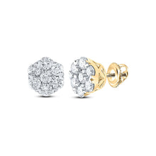 Load image into Gallery viewer, 10kt Golden Blossom Diamond Cluster Earrings - 5/8 Cttw product  Top View from Splendid Jewellery
