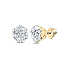 10kt Golden Blossom Diamond Cluster Earrings - 5/8 Cttw product  Top View from Splendid Jewellery