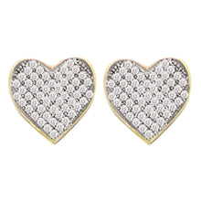 Load image into Gallery viewer, Heart&#39;s Delight: 10kt Yellow Gold Diamond Cluster Heart Earrings product  Top View from Splendid Jewellery