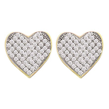 Load image into Gallery viewer, Radiant Love: 10kt Yellow Gold Heart Cluster Diamond Earrings product  Top View from Splendid Jewellery