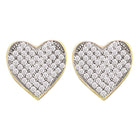 Radiant Love: 10kt Yellow Gold Heart Cluster Diamond Earrings product  Top View from Splendid Jewellery