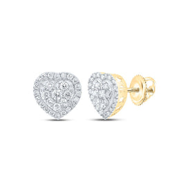 10kt Yellow Gold Heart-Shaped Diamond Earrings: A Radiant Symbol of Love and Elegance product  Top View from Splendid Jewellery