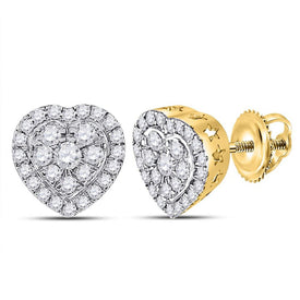 10kt Yellow Gold Heart-Shaped Diamond Earrings: A Radiant Symbol of Love and Elegance product  Top View from Splendid Jewellery