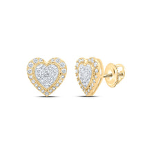Load image into Gallery viewer, Captivating Love&#39;s Embrace 10kt Yellow Gold Diamond Heart Earrings product  Top View from Splendid Jewellery