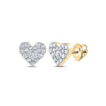 Load image into Gallery viewer, Radiant Love: 10kt Yellow Gold Heart Diamond Earrings product  Top View from Splendid Jewellery