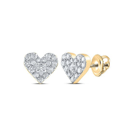Radiant Love: 10kt Yellow Gold Heart Diamond Earrings product  Top View from Splendid Jewellery