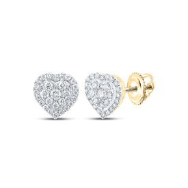 10kt Yellow Gold Heart-Shaped Diamond Earrings: A Mesmerizing Sparkle of Love product  Top View from Splendid Jewellery