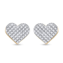 Load image into Gallery viewer, 10kt Golden Heart Diamond Earrings: A Radiant Symbol of Love and Elegance product Side View from Splendid Jewellery