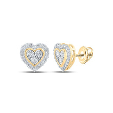 Load image into Gallery viewer, 10kt Yellow Gold Heart Diamond Earrings: A Radiant Love Affair product  Top View from Splendid Jewellery