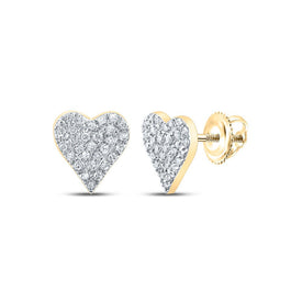 Captivating Hearts: 10kt Yellow Gold Diamond Heart Earrings product  Top View from Splendid Jewellery