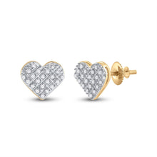 Load image into Gallery viewer, Radiant Romance: 10kt Yellow Gold Diamond Heart Earrings product  Top View from Splendid Jewellery