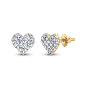 Radiant Romance: 10kt Yellow Gold Diamond Heart Earrings product  Top View from Splendid Jewellery