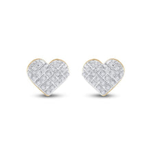 Load image into Gallery viewer, Radiant Romance: 10kt Yellow Gold Diamond Heart Earrings product Side View from Splendid Jewellery