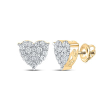 Load image into Gallery viewer, Splendid Jewellery&#39;s Dazzling 10kt Yellow Gold Heart Diamond Earrings product  Top View from Splendid Jewellery