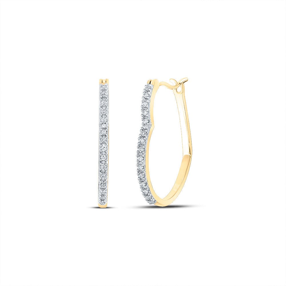 Earrings | 10kt Yellow Gold Womens Round Diamond Heart Hoop Earrings 1/8 Cttw | Splendid Jewellery GND